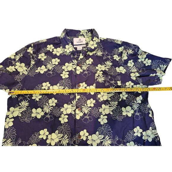 28 Palms Shirt Mens XL Blue Green Tropical Floral Hawaiian Outdoor Short Sleeve - Picture 5 of 11